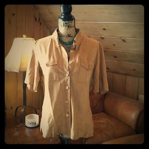 Sundance Catalog vintage leather blouse